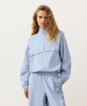 Chaqueta deportiva a rayas de mezcla de algodón
