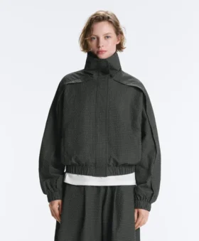 Chaqueta deportiva de nylon a cuadros repelente al agua