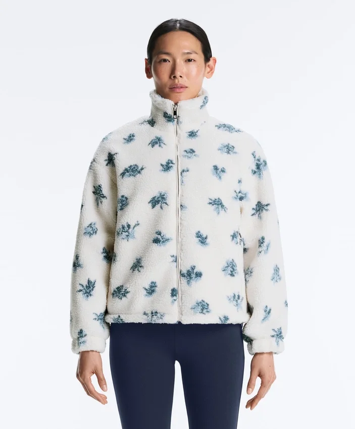 Chaqueta floral de imitación de chaqueta de piel de oveja Chaqueta floral de imitación de chaqueta de piel de oveja