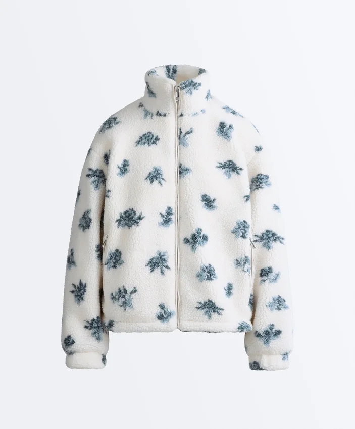 Chaqueta floral de imitación de chaqueta de piel de oveja Chaqueta floral de imitación de chaqueta de piel de oveja