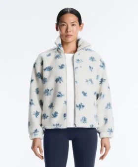 Chaqueta floral de imitación de chaqueta de piel de oveja