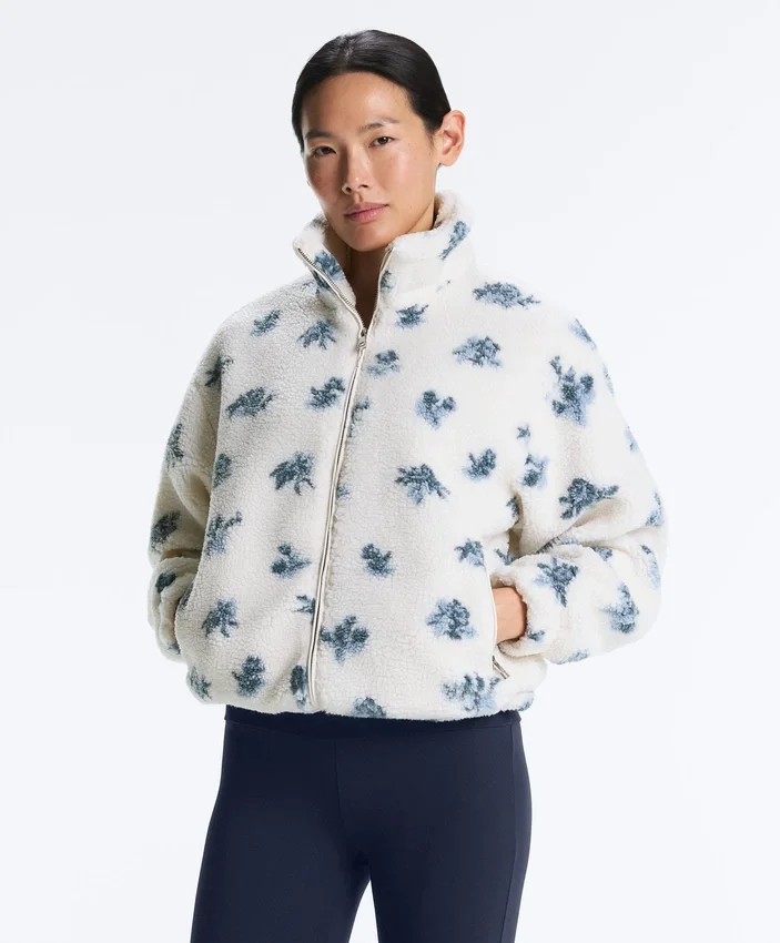 Chaqueta floral de imitación de chaqueta de piel de oveja Chaqueta floral de imitación de chaqueta de piel de oveja