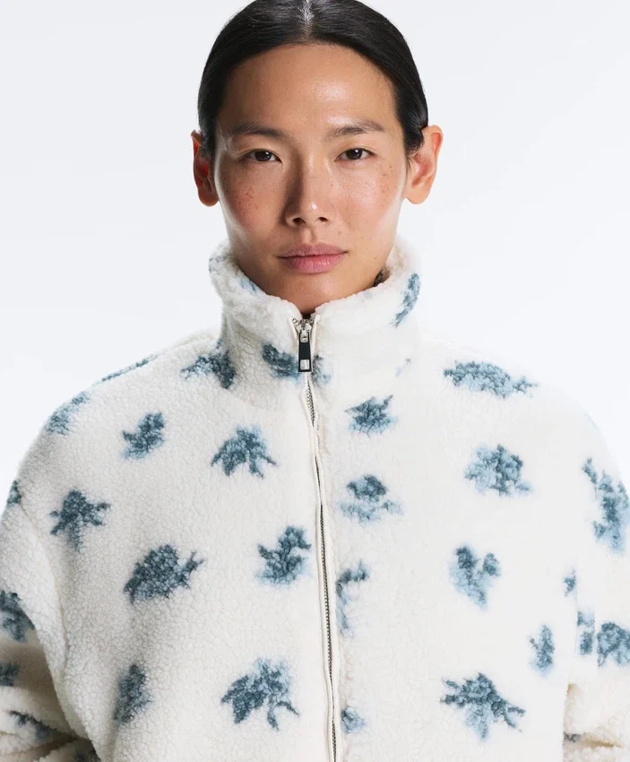 Chaqueta floral de imitación de chaqueta de piel de oveja Chaqueta floral de imitación de chaqueta de piel de oveja