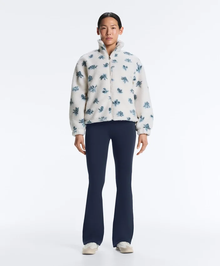 Chaqueta floral de imitación de chaqueta de piel de oveja Chaqueta floral de imitación de chaqueta de piel de oveja