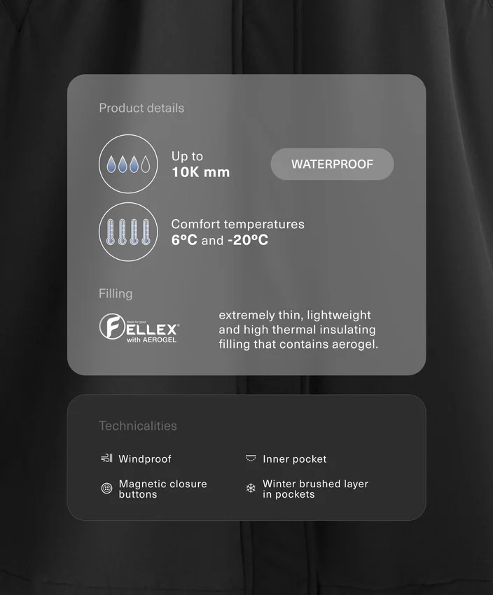 Chaqueta larga acolchada impermeable Fellex® con Aerogel 10K Chaqueta larga acolchada impermeable Fellex® con Aerogel 10K