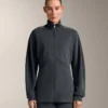 Chaqueta larga asimétrica a rayas con modal Chaqueta larga asimétrica a rayas con modal