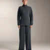 Chaqueta larga asimétrica a rayas con modal Chaqueta larga asimétrica a rayas con modal