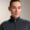 Chaqueta larga asimétrica a rayas con modal Chaqueta larga asimétrica a rayas con modal
