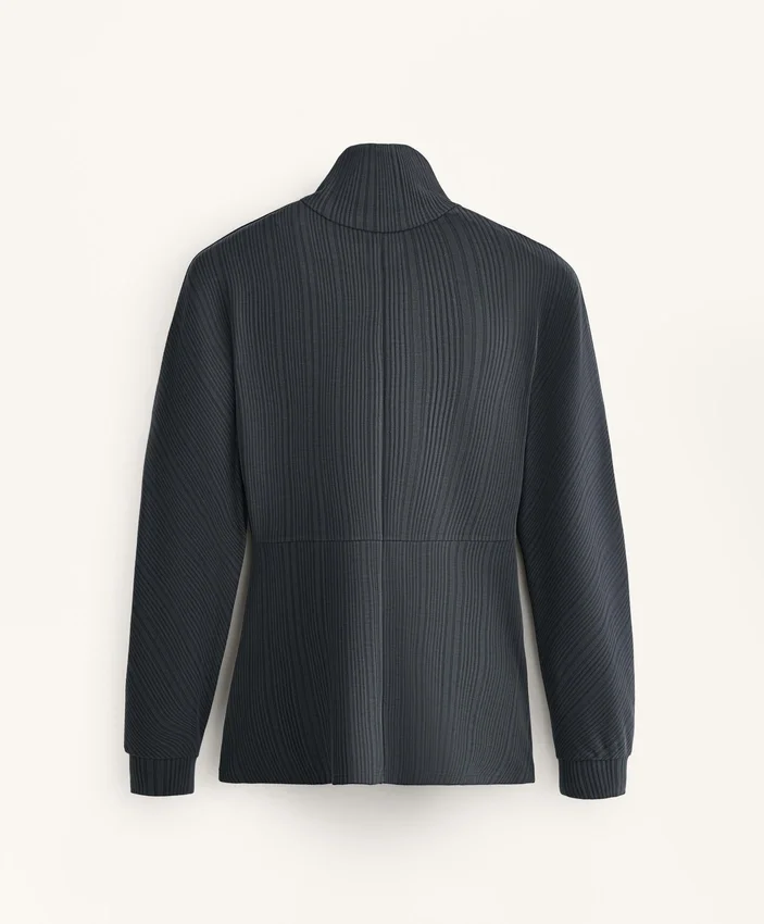 Chaqueta larga asimétrica a rayas con modal Chaqueta larga asimétrica a rayas con modal