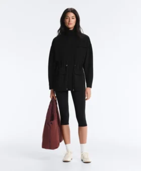 Chaqueta larga con bolsillos de modal y Soft Touch
