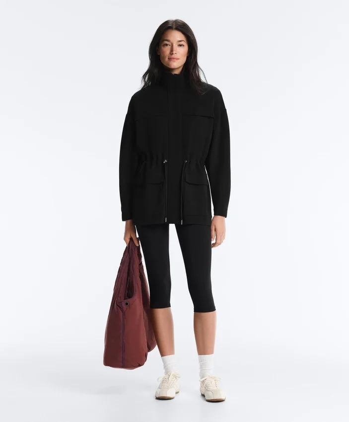 Chaqueta larga con bolsillos de modal y Soft Touch Chaqueta larga con bolsillos de modal y Soft Touch