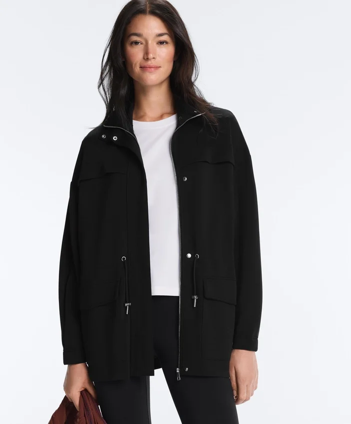 Chaqueta larga con bolsillos de modal y Soft Touch Chaqueta larga con bolsillos de modal y Soft Touch
