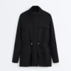 Chaqueta larga con bolsillos de modal y Soft Touch Chaqueta larga con bolsillos de modal y Soft Touch