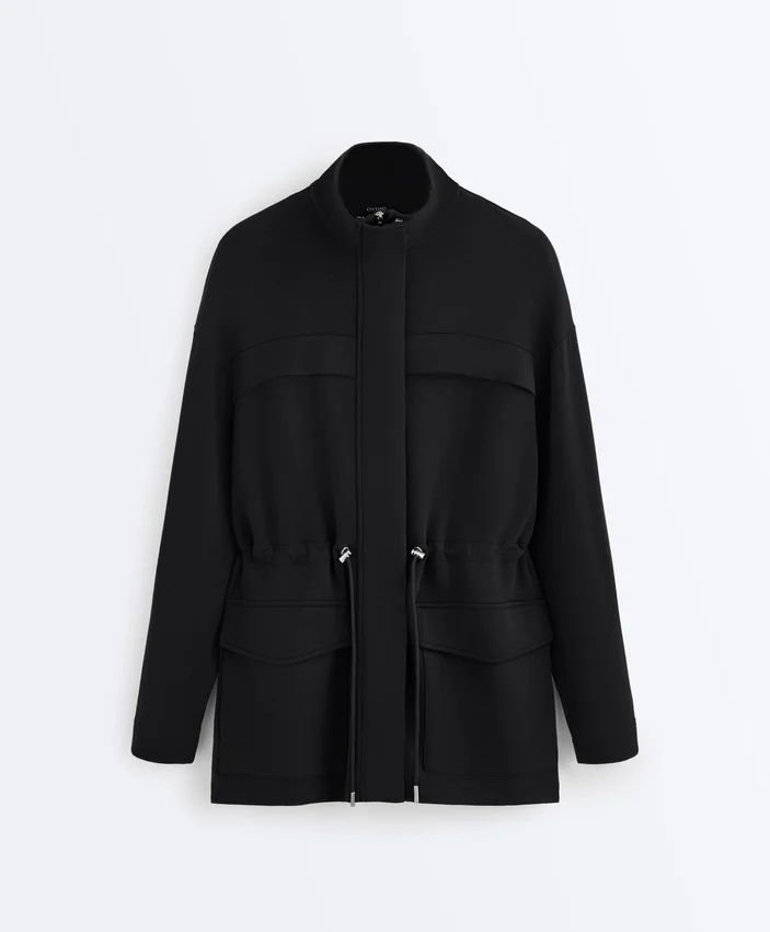 Chaqueta larga con bolsillos de modal y Soft Touch Chaqueta larga con bolsillos de modal y Soft Touch