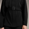 Chaqueta larga con cinturón y modal cepillado