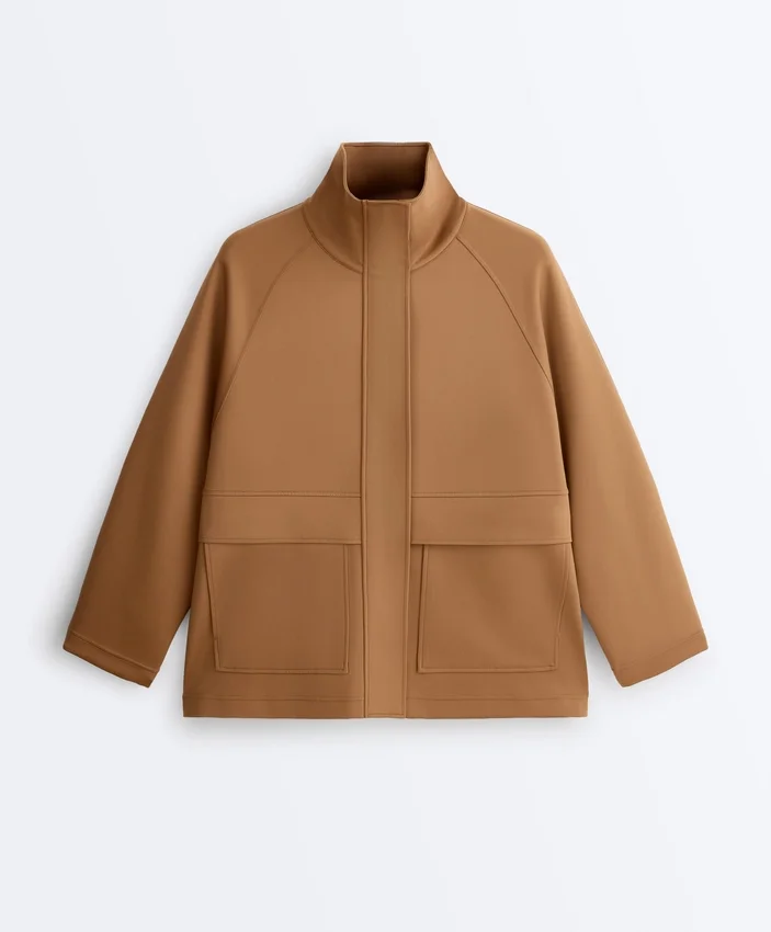 Chaqueta larga con efecto neopreno Chaqueta larga con efecto neopreno