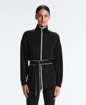 Chaqueta larga con ribetes y modal Soft Touch