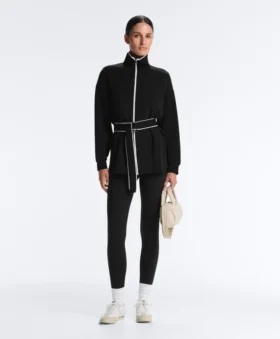Chaqueta larga con ribetes y modal Soft Touch