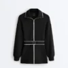 Chaqueta larga con ribetes y modal Soft Touch