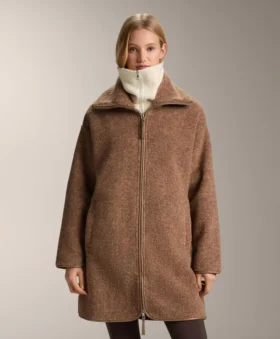 Chaqueta larga de imitación de piel de oveja