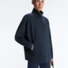 Chaqueta larga de piqué con ribete de algodón en contraste