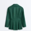 Chaqueta larga de piqué de algodón con cinturón Chaqueta larga de piqué de algodón con cinturón