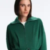 Chaqueta larga de piqué de algodón con cinturón Chaqueta larga de piqué de algodón con cinturón