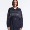 Chaqueta larga de rayas marineras con modal Soft Touch