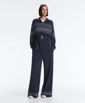 Chaqueta larga de rayas marineras con modal Soft Touch