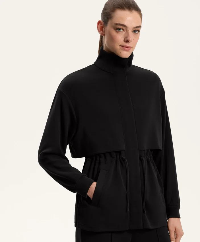 Chaqueta larga Soft Touch con modal y bolsillos Chaqueta larga Soft Touch con modal y bolsillos