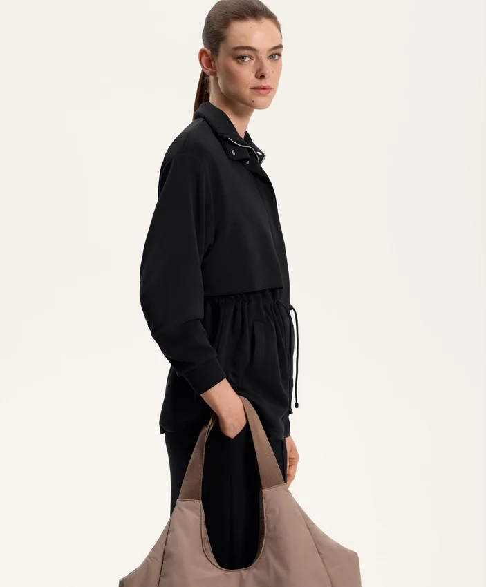 Chaqueta larga Soft Touch con modal y bolsillos Chaqueta larga Soft Touch con modal y bolsillos