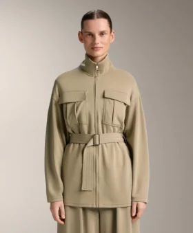 Chaqueta larga Soft Touch con modal y cinturón