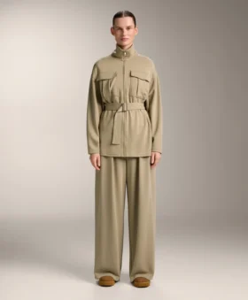 Chaqueta larga Soft Touch con modal y cinturón