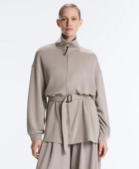 Chaqueta larga tipo corsé con cinturón de modal Soft Touch
