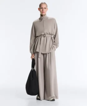 Chaqueta larga tipo corsé con cinturón de modal Soft Touch
