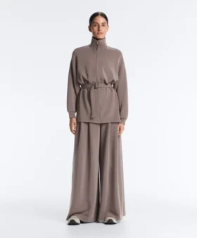 Chaqueta larga tipo corsé con cinturón de modal Soft Touch