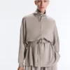 Chaqueta larga tipo corsé con cinturón de modal Soft Touch Chaqueta larga tipo corsé con cinturón de modal Soft Touch