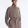 Chaqueta larga tipo corsé con cinturón de modal Soft Touch