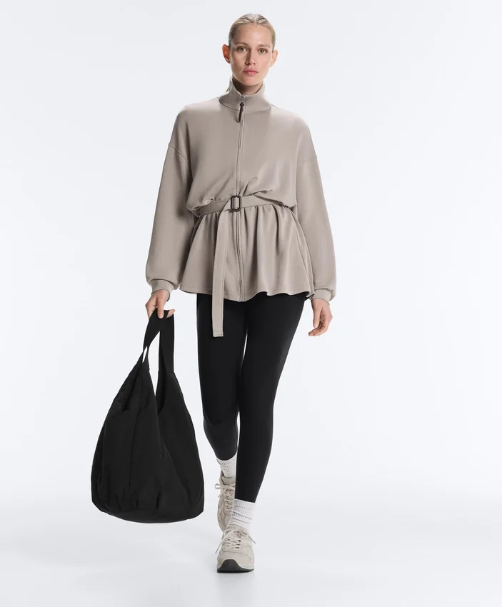 Chaqueta larga tipo corsé con cinturón de modal Soft Touch Chaqueta larga tipo corsé con cinturón de modal Soft Touch