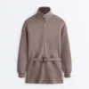 Chaqueta larga tipo corsé con cinturón de modal Soft Touch