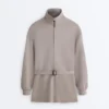 Chaqueta larga tipo corsé con cinturón de modal Soft Touch Chaqueta larga tipo corsé con cinturón de modal Soft Touch