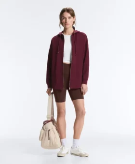 Chaqueta oversize con capucha de piqué de algodón Chaqueta oversize con capucha de piqué de algodón