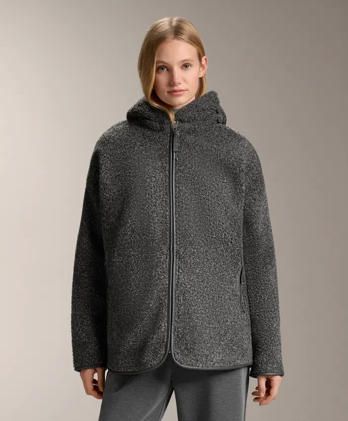 Chaqueta oversize de imitación de piel de oveja con capucha forrada de piel sintética Chaqueta oversize de imitación de piel de oveja con capucha forrada de piel sintética