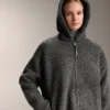 Chaqueta oversize de imitación de piel de oveja con capucha forrada de piel sintética Chaqueta oversize de imitación de piel de oveja con capucha forrada de piel sintética