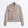 Chaqueta recta con cinturón y modal Soft Touch