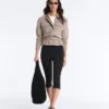 Chaqueta recta con cinturón y modal Soft Touch