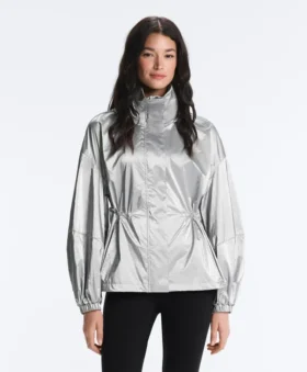 Chaqueta repelente al agua con efecto metálico