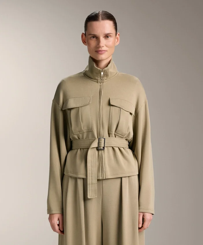 Chaqueta Soft Touch con cinturón de tacto suave y modal Chaqueta Soft Touch con cinturón de tacto suave y modal