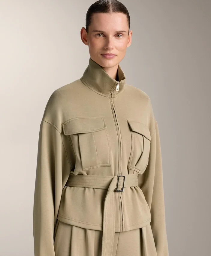 Chaqueta Soft Touch con cinturón de tacto suave y modal Chaqueta Soft Touch con cinturón de tacto suave y modal