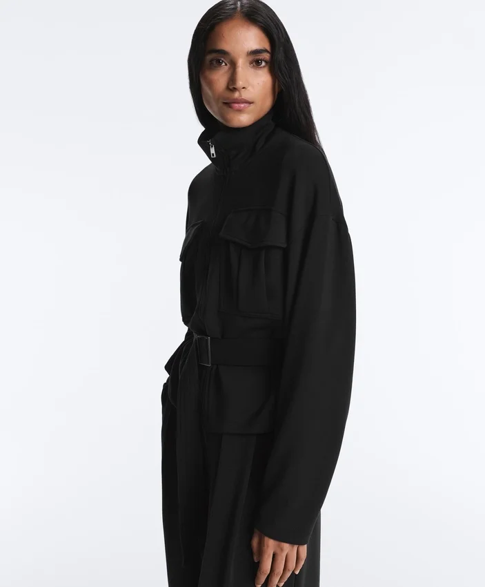 Chaqueta Soft Touch con cinturón de tacto suave y modal Chaqueta Soft Touch con cinturón de tacto suave y modal